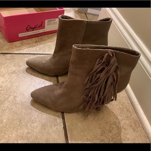 Fringe wedge booties